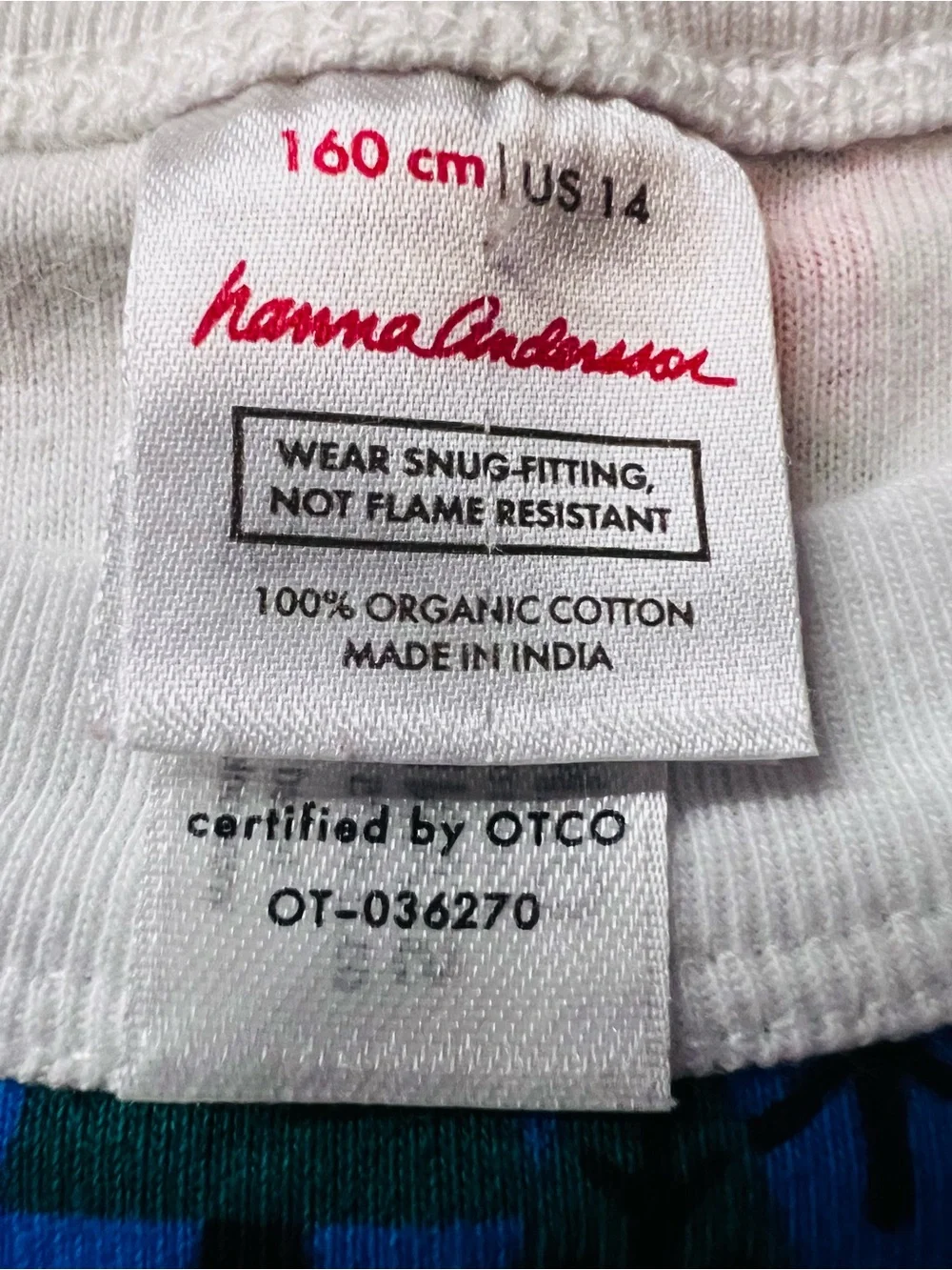 Hanna Andersson White and Blue Ski Print Kids Pajama Set Size 14